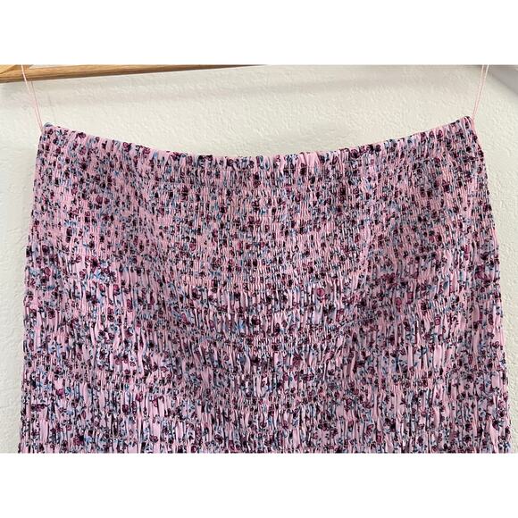Nicholas Revolve Smocked Floral Midi Skirt Womens 6 Cottagecore Whimsy Pink READ - Picture 7 of 14